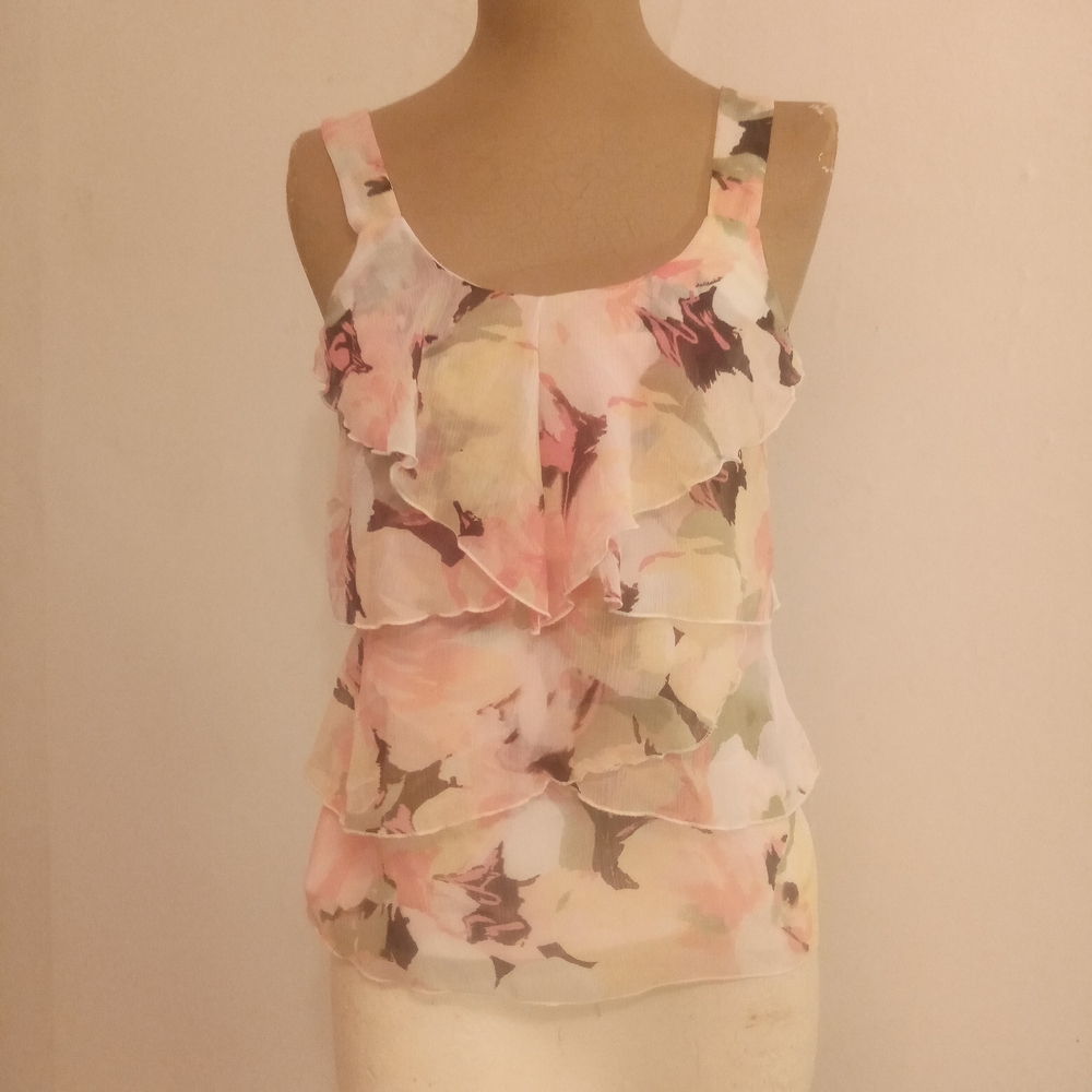 Iz Byer Floral Ruffle Tank Top